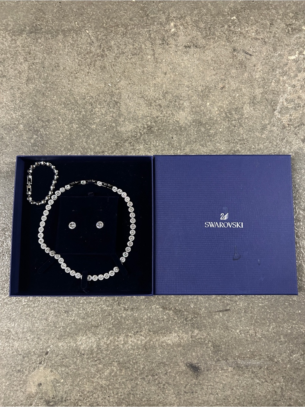 Swarovski Clear Crystal Necklace with Matching Stud Earrings